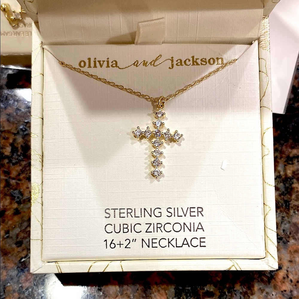 14kt Gold and Silver Cross Necklace with FREE earrings or bracelets:)